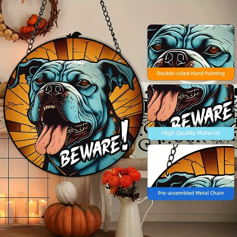 Halloween Vicious Dog Stained Window Hangings
