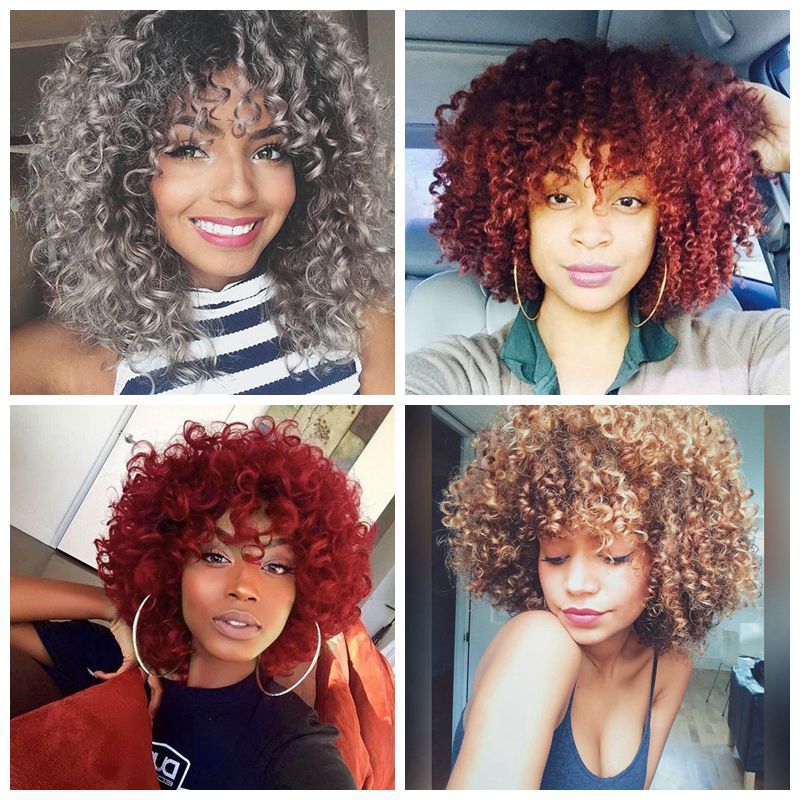 African small curly high temperature silk chemical fiber wig head cover