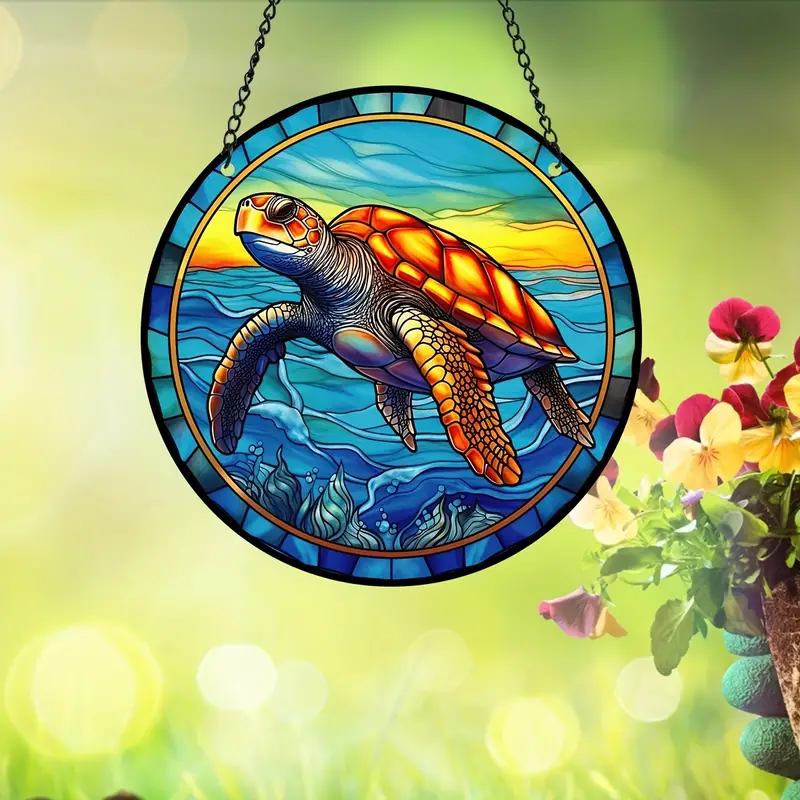 Sea Turtle Decor Stain Plastic Suncathcer