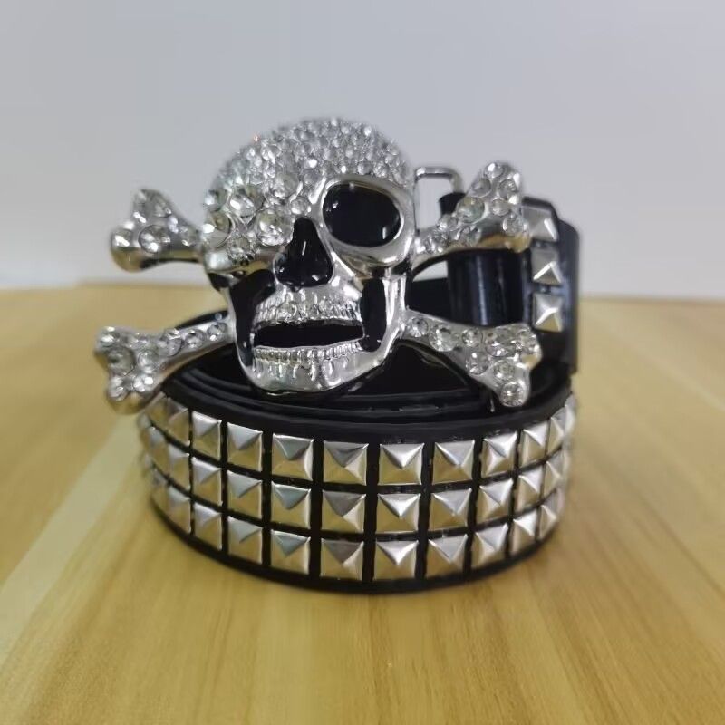 Subculture Gothic Studded Belt Trend Punk Skull Rhinestone Belt Street Dance Belts