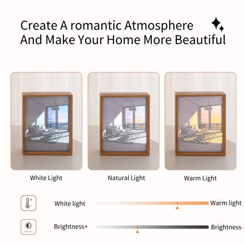 Light painting solid wood ins light and shadow art sunshine painting desktop decoration