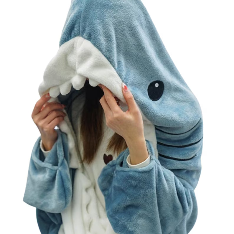 Shark Sleeping Bag Pajamas , Cozy Nap Blanket for Kids and Adults, High Quality Fabric