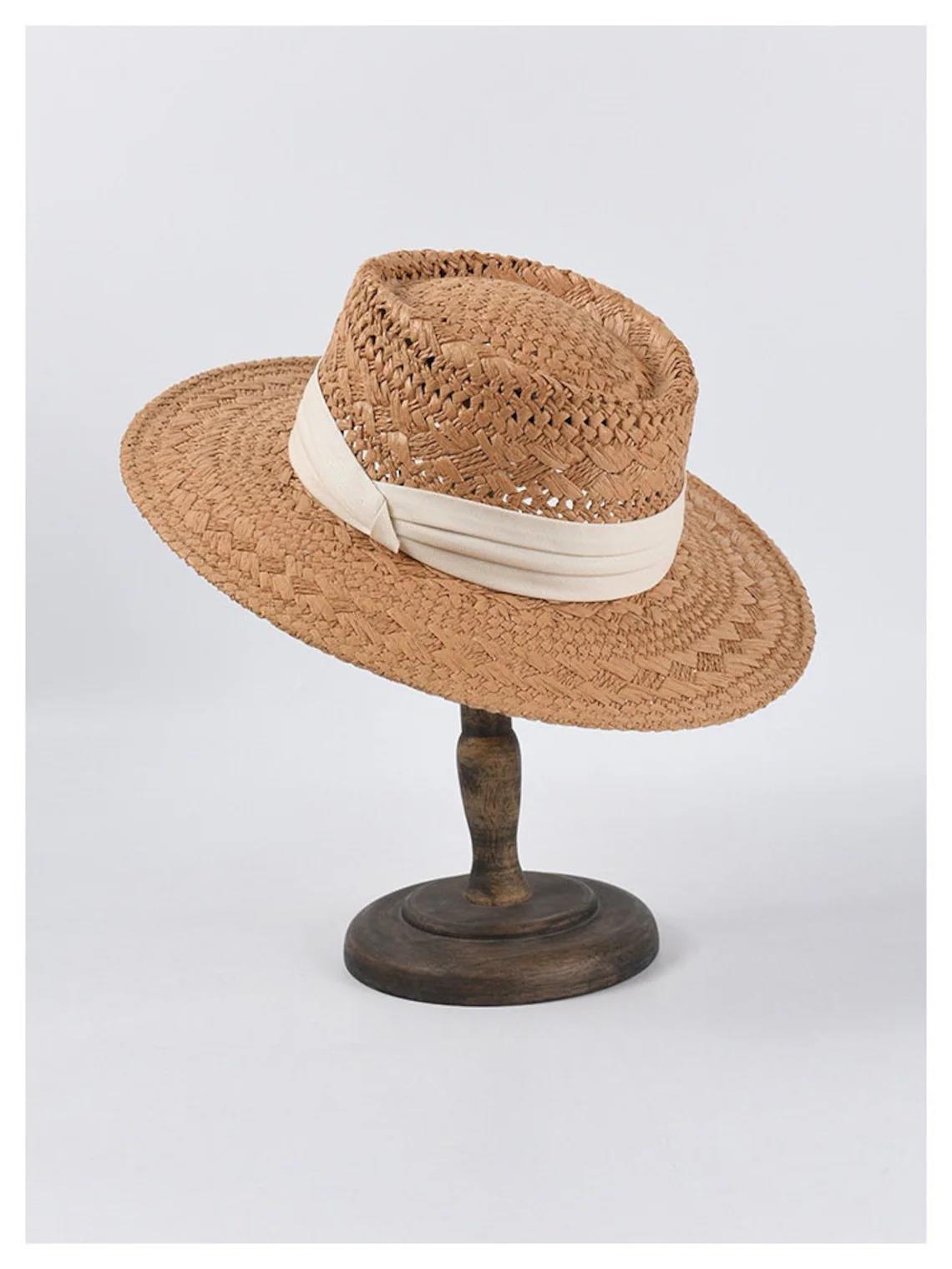 Summer Fedora Straw Hat, Bohemian Bali Panama Style Sun Pattern Hat