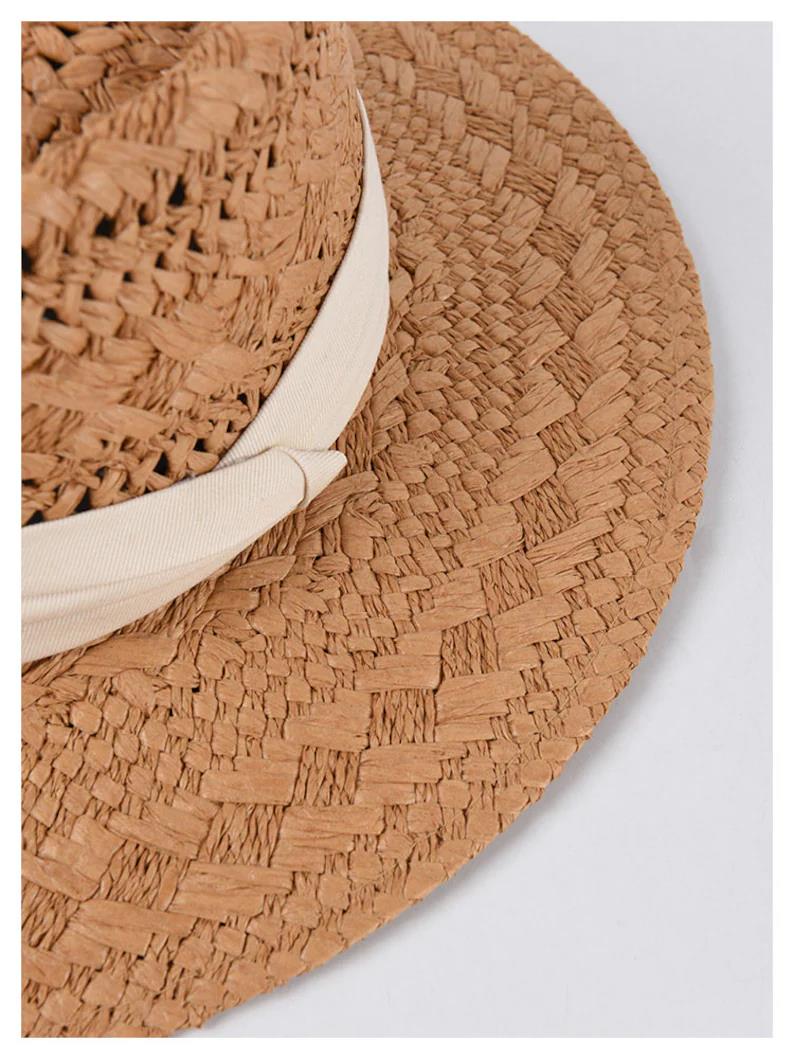 Summer Fedora Straw Hat, Bohemian Bali Panama Style Sun Pattern Hat
