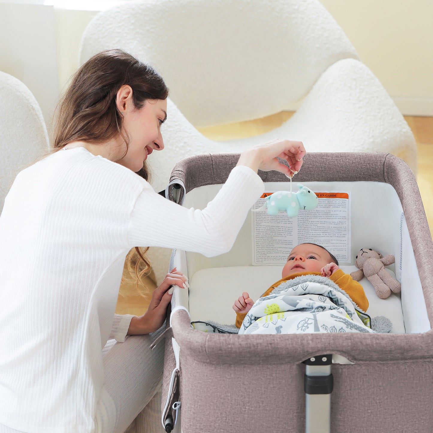 3 in 1 Baby Crib Bedside Crib,Baby Bassinet,Baby Bed Adjustable Portable Bed