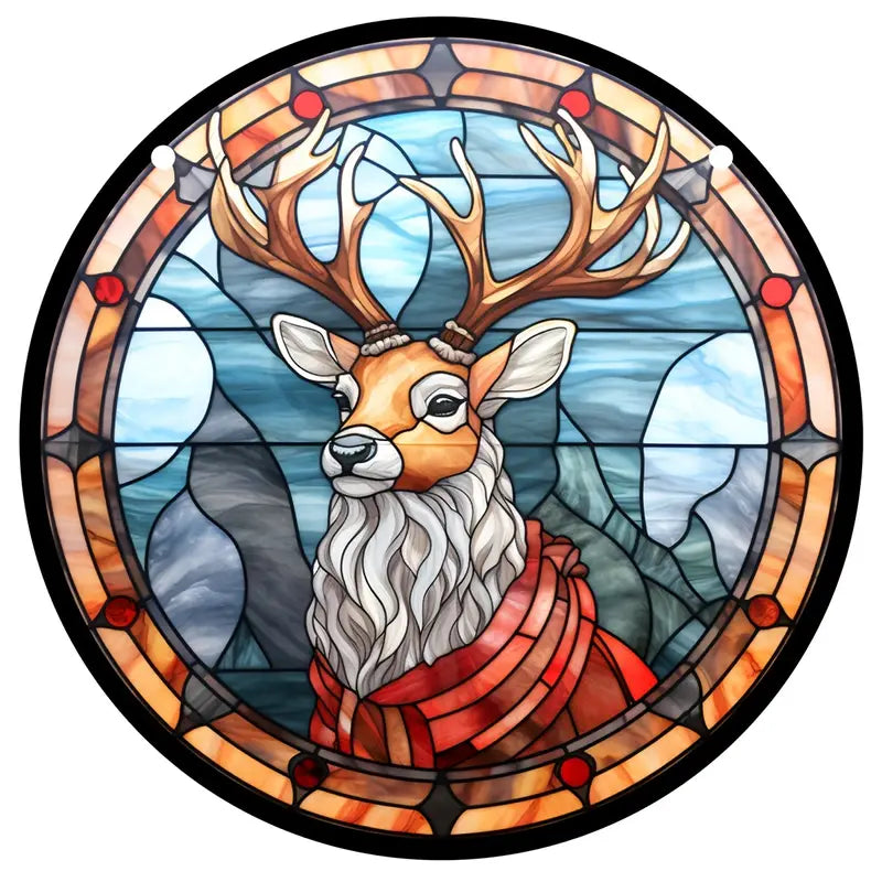 Deer Stained Glass Suncatcher Christmas Window Hangings