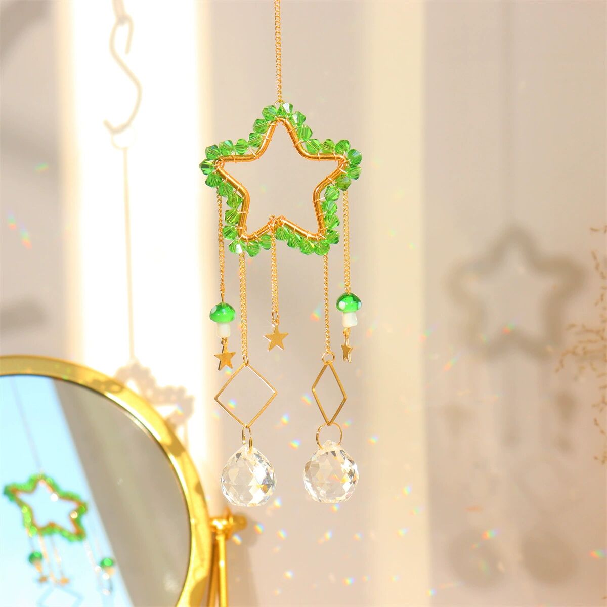 Entwined Moon Star Heart Crystal Suncatcher Rainbow Maker Pendant