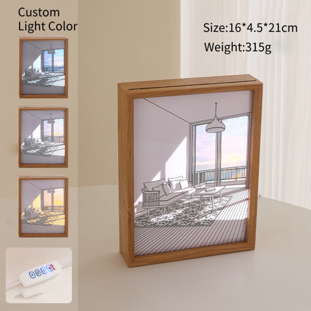 Light painting solid wood ins light and shadow art sunshine painting desktop decoration