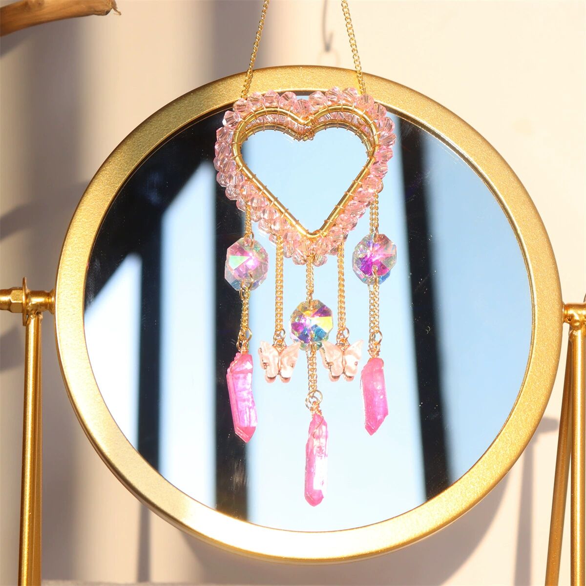 Entwined Moon Star Heart Crystal Suncatcher Rainbow Maker Pendant