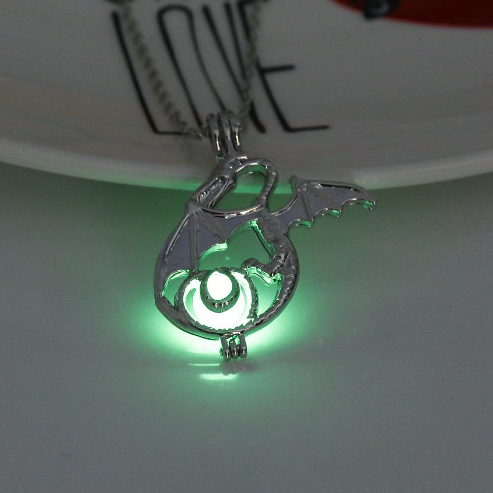 Halloween Moonlight Stone Hollow Luminous Pendant Necklace