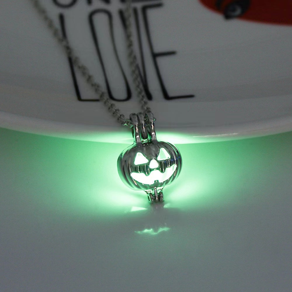 Halloween Moonlight Stone Hollow Luminous Pendant Necklace