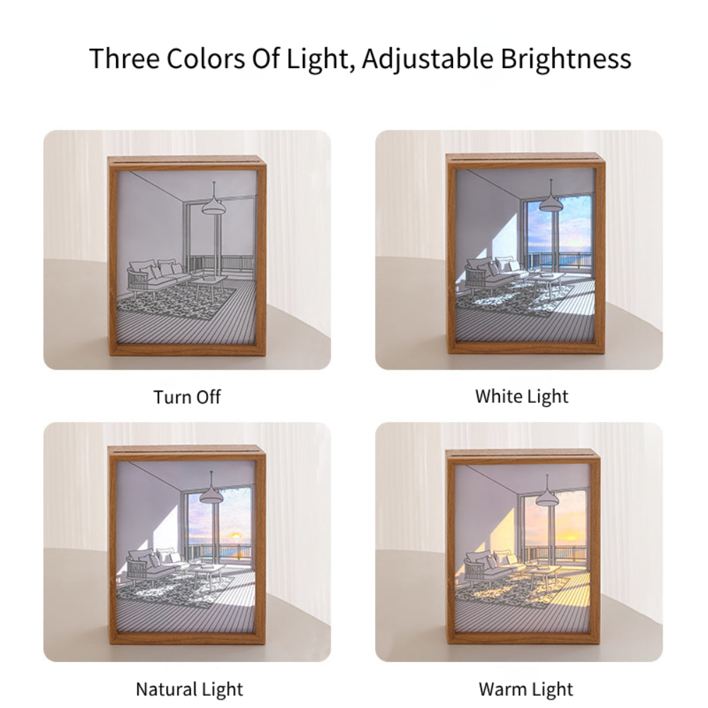Light painting solid wood ins light and shadow art sunshine painting desktop decoration