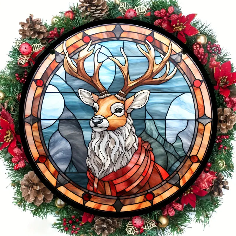 Deer Stained Glass Suncatcher Christmas Window Hangings