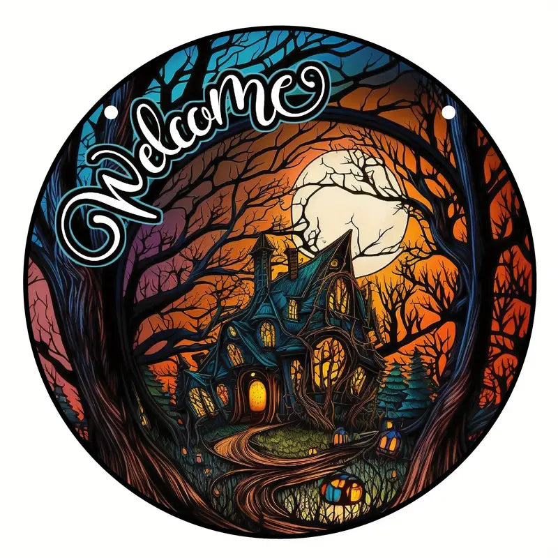 Halloween Welcome Castle Stained Window Hangings