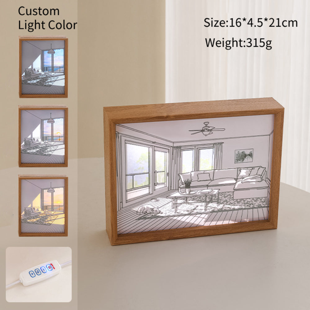 Light painting solid wood ins light and shadow art sunshine painting desktop decoration