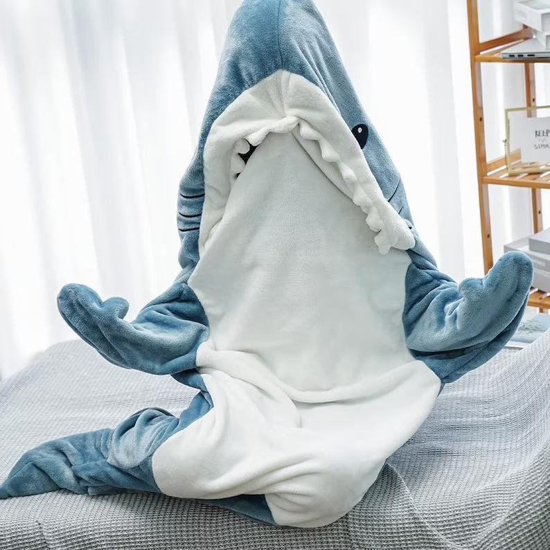 Shark Sleeping Bag Pajamas , Cozy Nap Blanket for Kids and Adults, High Quality Fabric