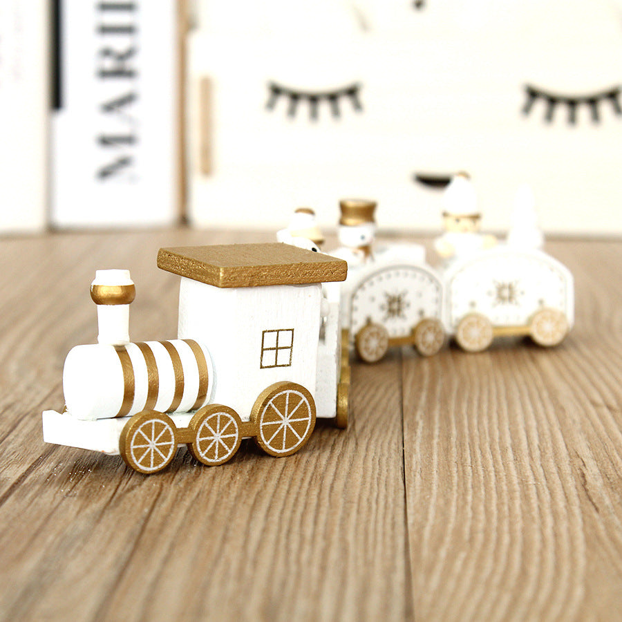 Christmas Wooden Little Train Children's Christmas Gift Decoration