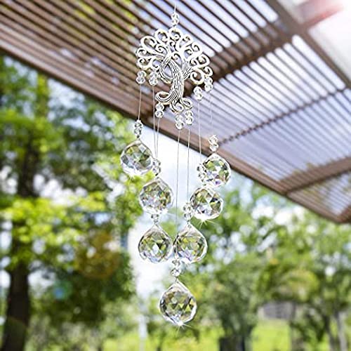 Crystal Suncatcher Rainbow Maker with Crystal Ball Prisms and Metal Tree of Life