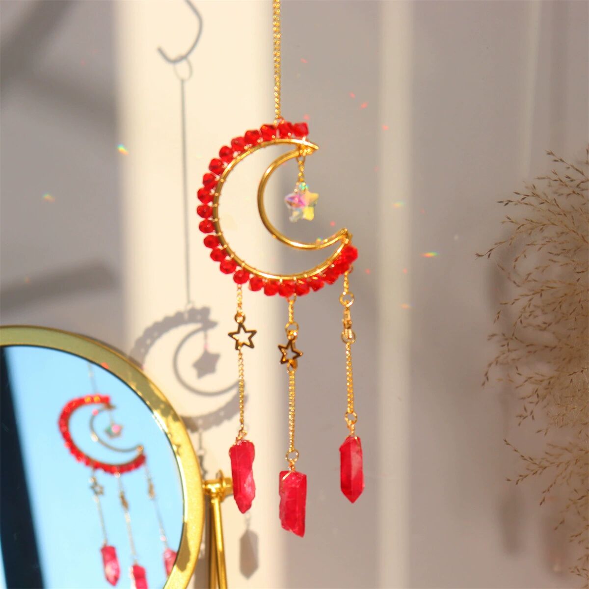 Entwined Moon Star Heart Crystal Suncatcher Rainbow Maker Pendant