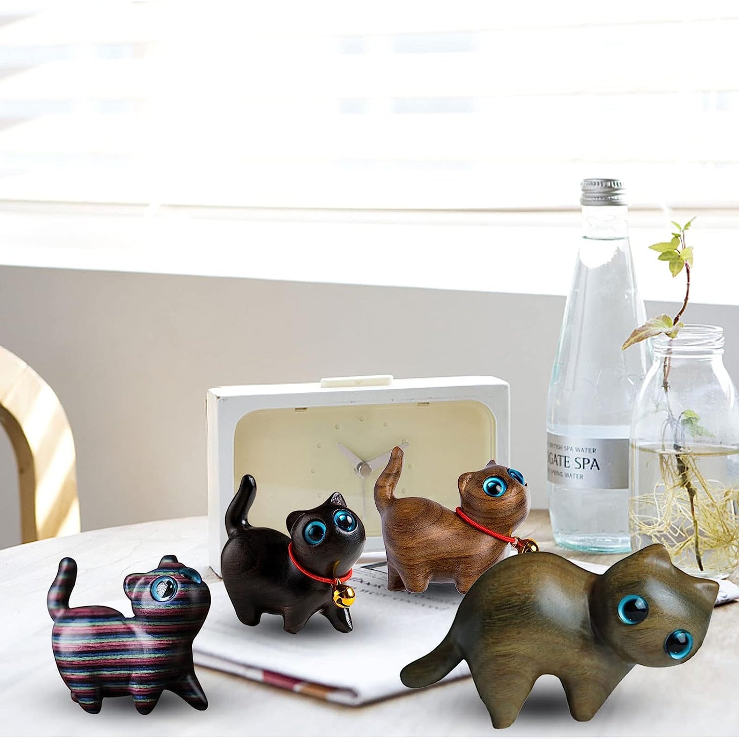 Handmade Wood Carved Cats Decoration