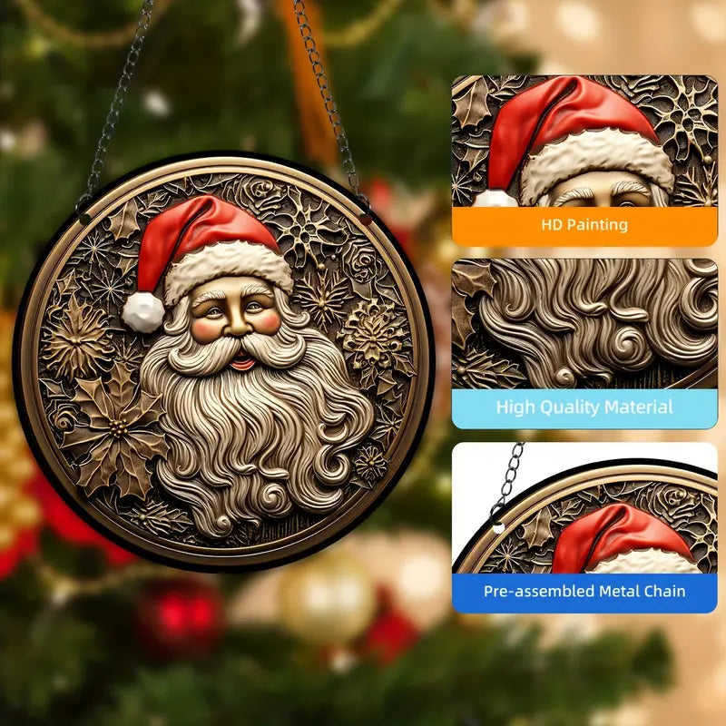 Santa Suncatcher Xmas Stained Decor