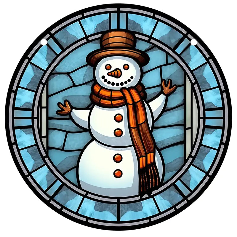 Christmas Snowman Stained Suncatcher