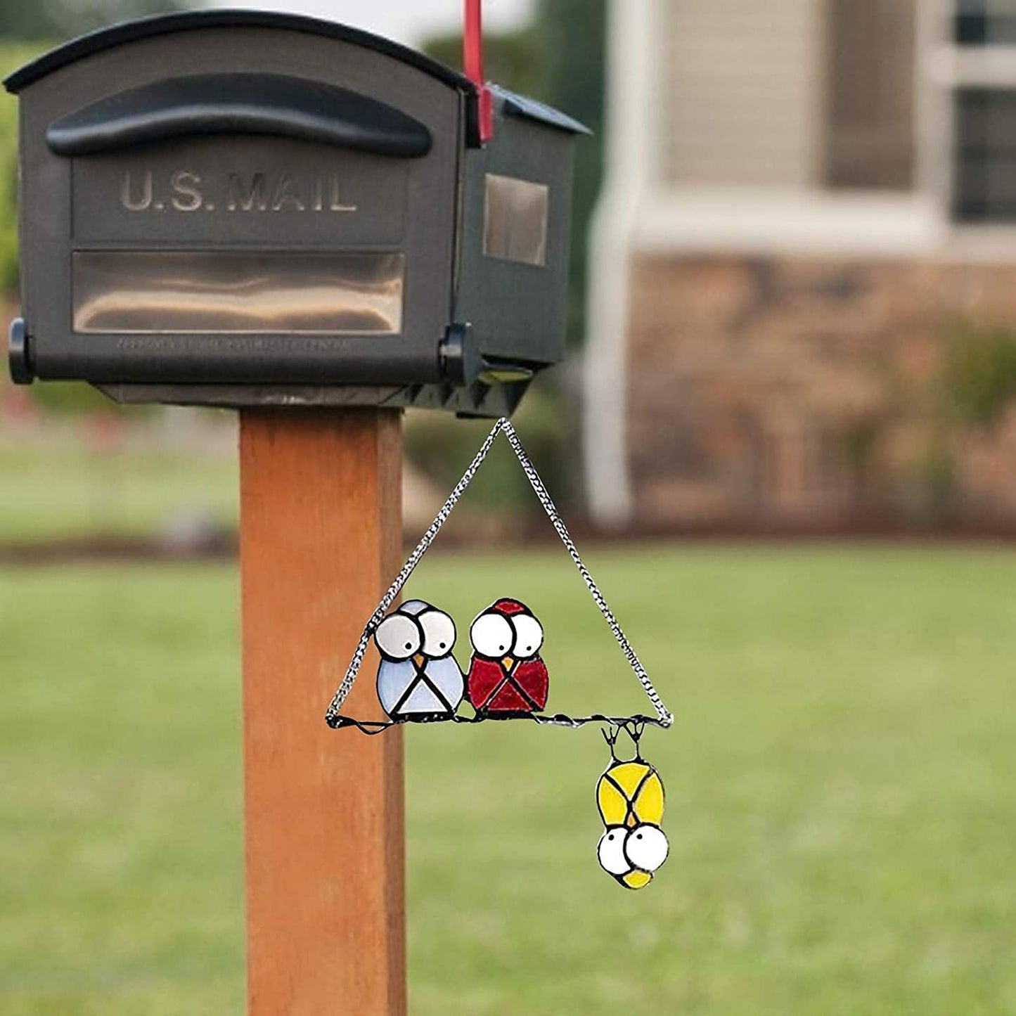 Double-Side Multicolor High Stained Glass Bird Suncatcher