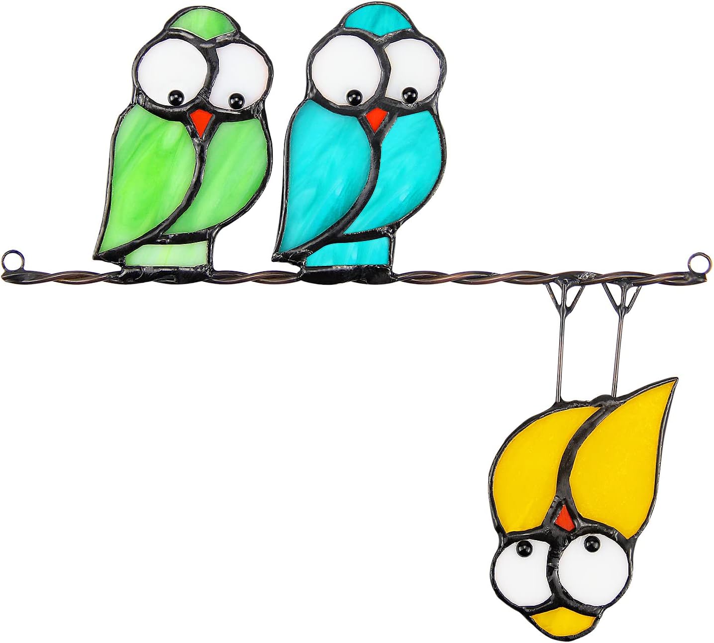 Multicolor Bird Stained Glass Window Hangings Decor