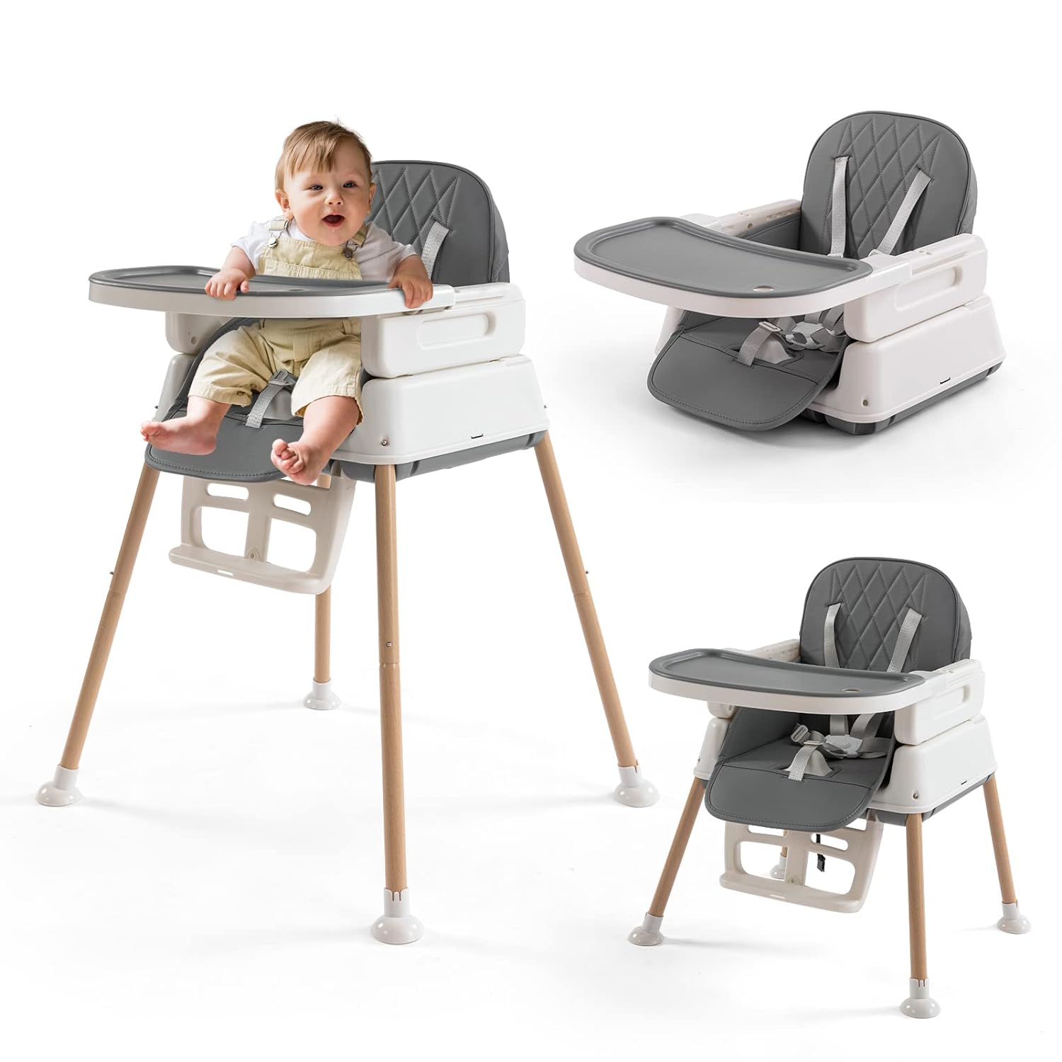 thumbnail image 2 of Sejoy 3-in-1 Convertible High Chair – Adjustable Baby Chair With Feeding Tray, Toddler Seat 2 of 3