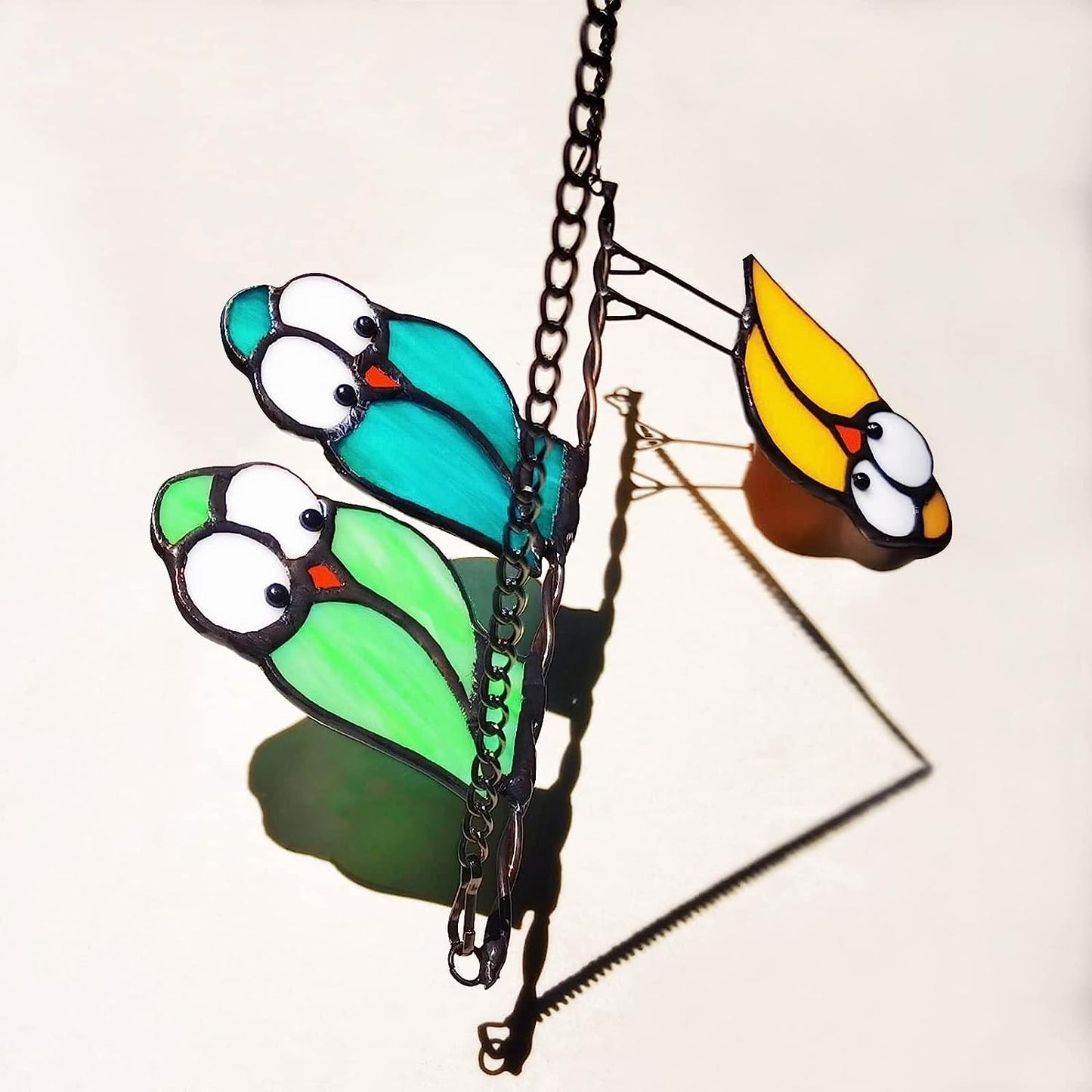 Multicolor Bird Stained Glass Window Hangings Decor