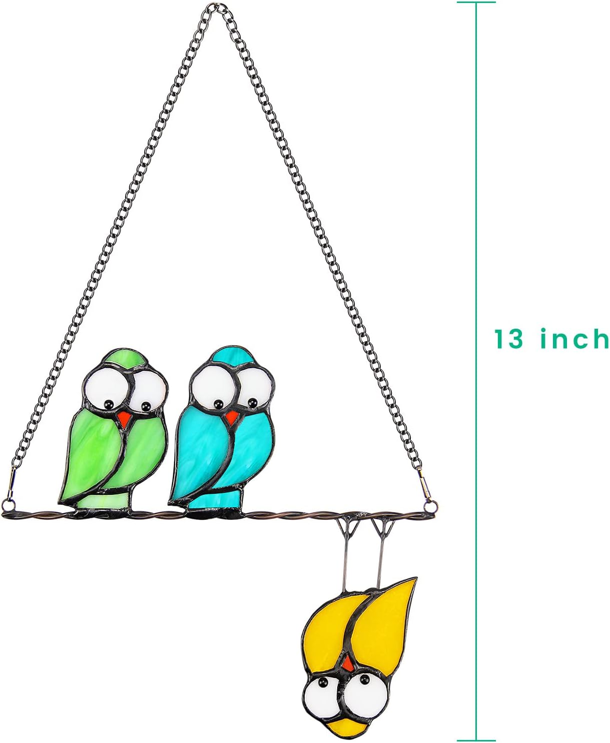 Multicolor Bird Stained Glass Window Hangings Decor