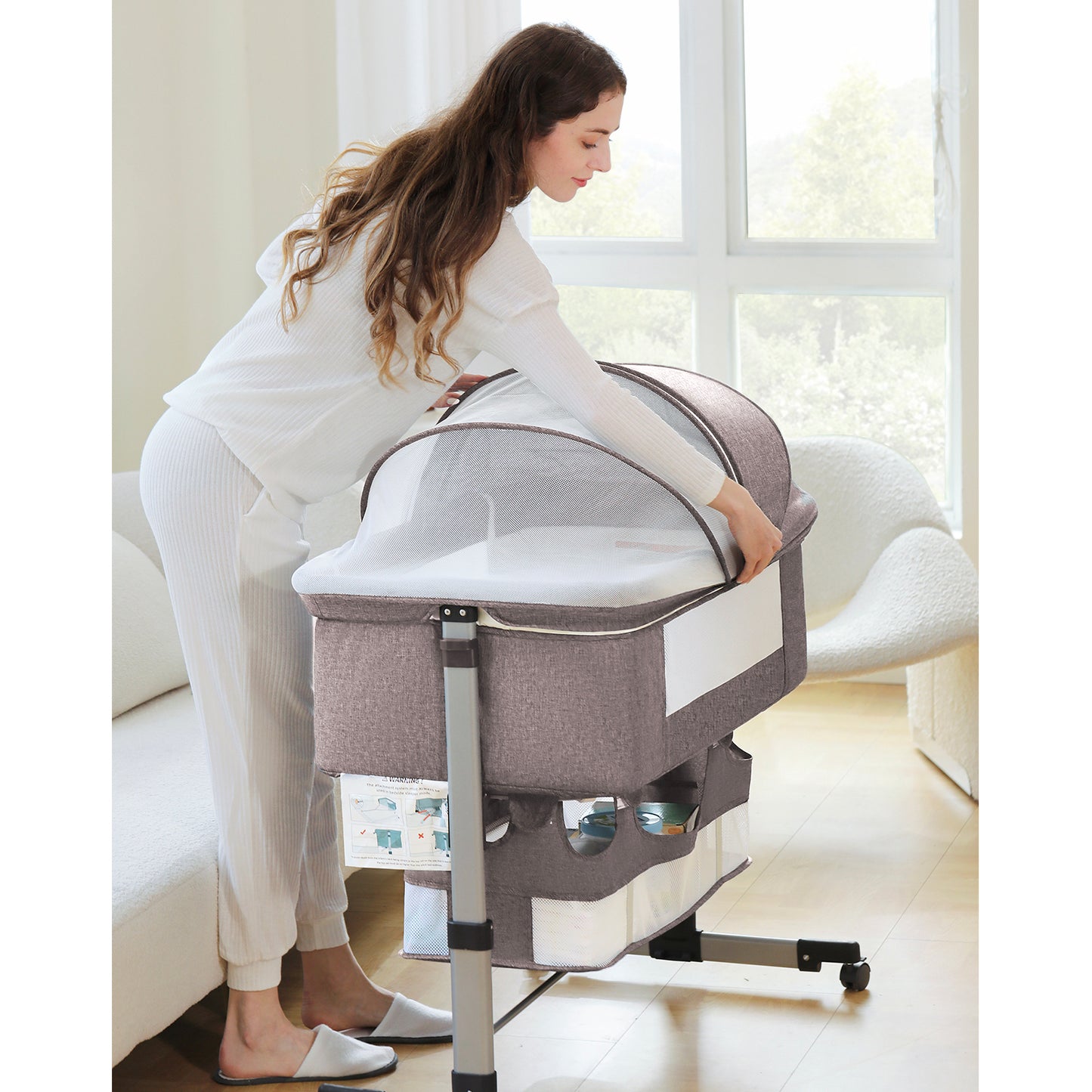 3 in 1 Baby Crib Bedside Crib,Baby Bassinet,Baby Bed Adjustable Portable Bed