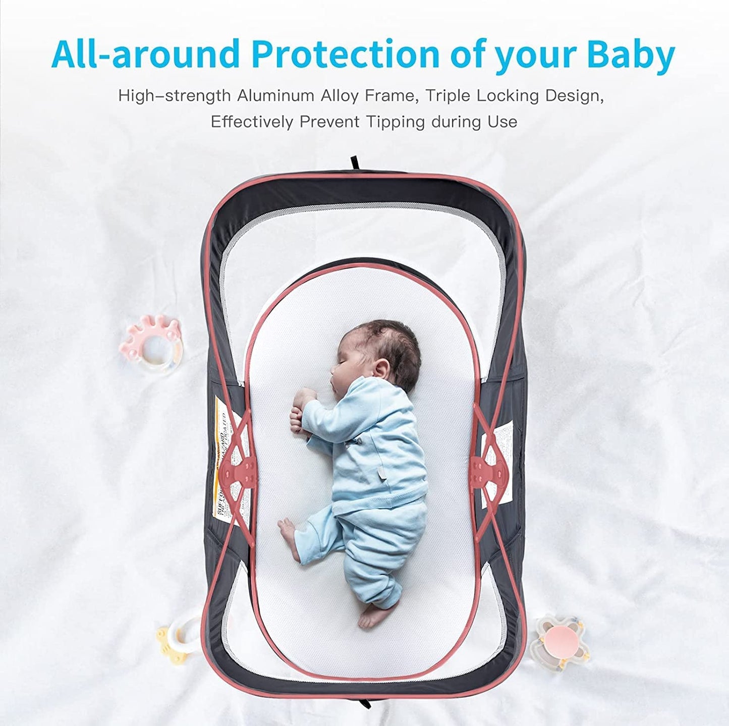 Folding Portable Bassinet,Baby Lounger Baby Crib Baby Bed with Mosquito Net
