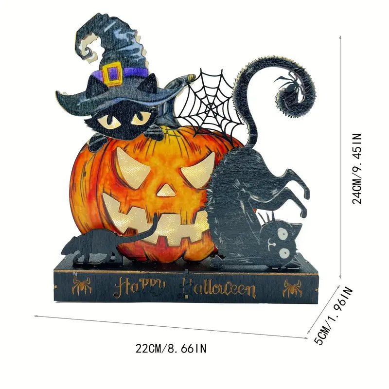 Halloween Pumpkin Black Cat LED Ornaments