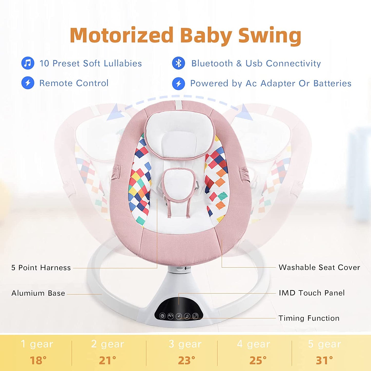 Electric Portable Baby Swing for Newborn