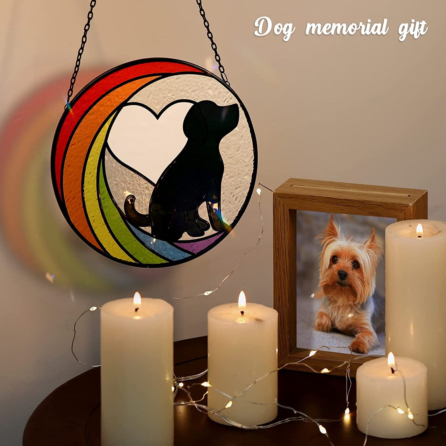 Acrylic Rainbow Glass Dog Window Suncatcher Hanging Decoration