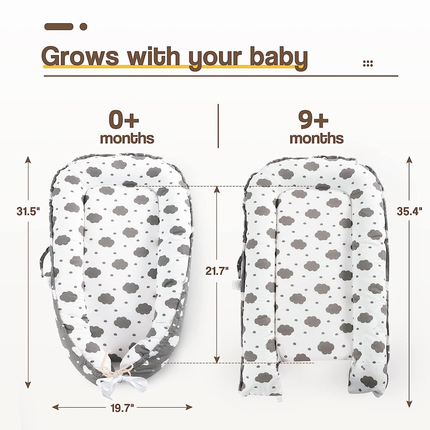 Baby Nest 100% Cotton Grey Cloud Print Newborn Breathable Sleep Cover
