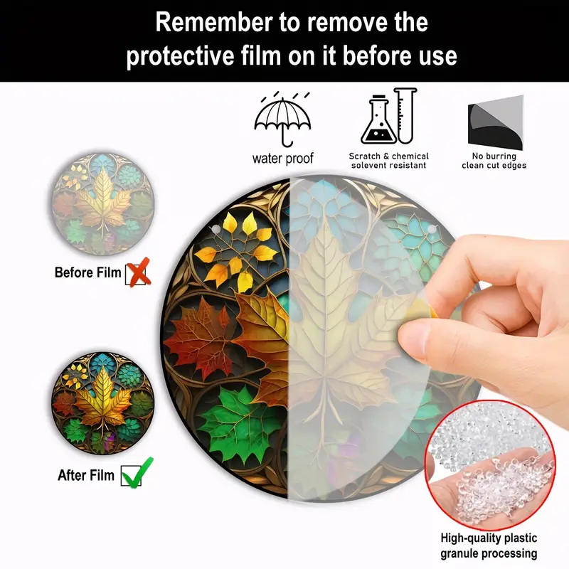 3D Maple Leaves Stained Suncatcher Window Hanging