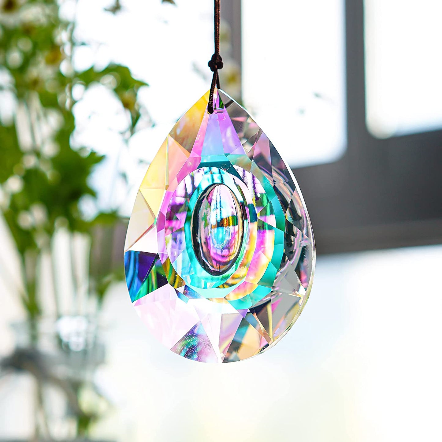 Dangling Dragon Eye Crystal Prism Suncatcher Rainbow Maker Pendant