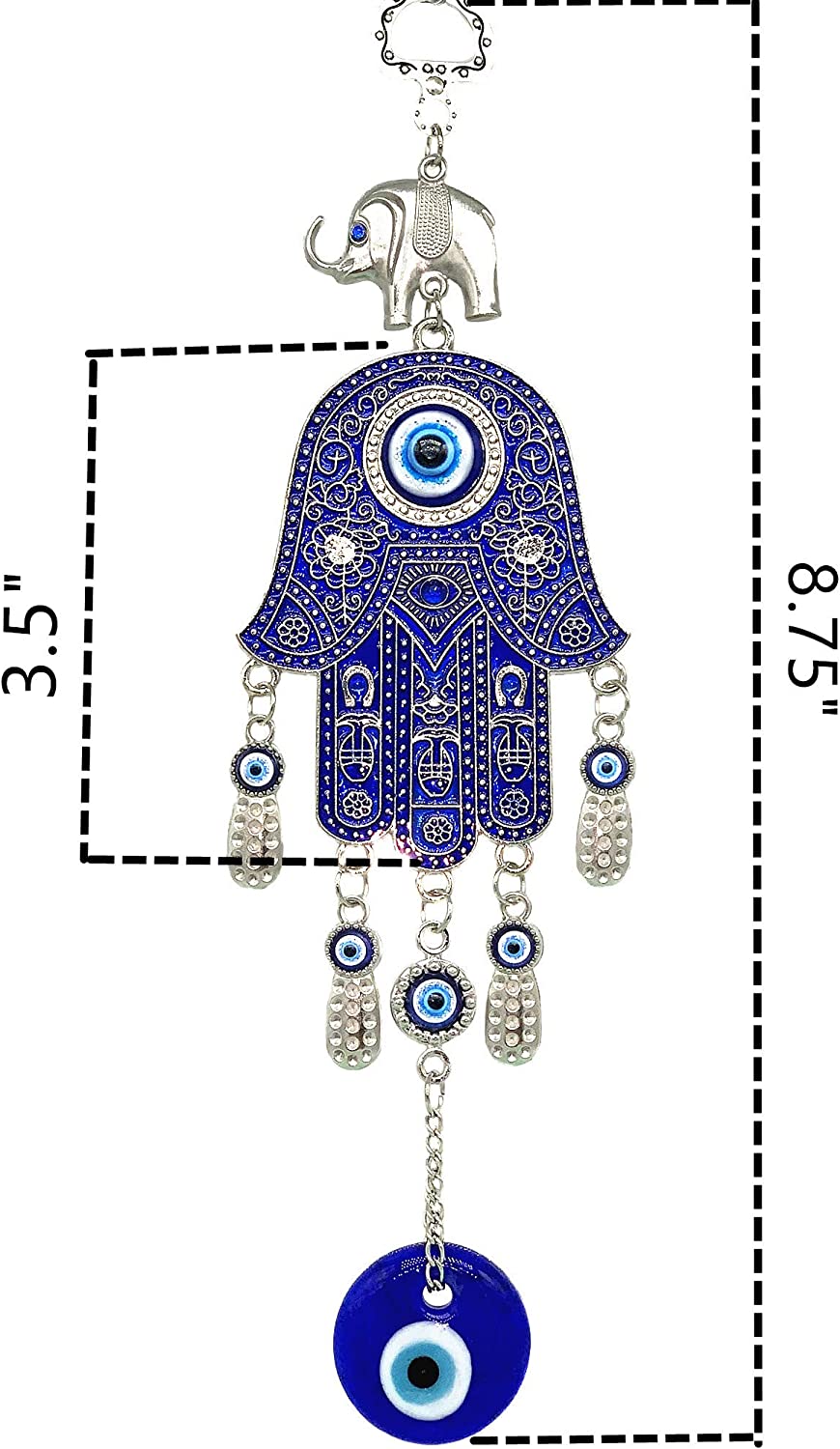 Blue Evil Eye with Hamsa Hand Protection Hanging Decoration