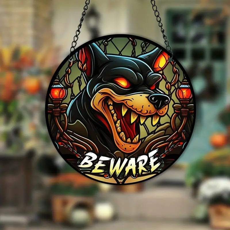 Halloween Vicious Dog Stained Window Hangings