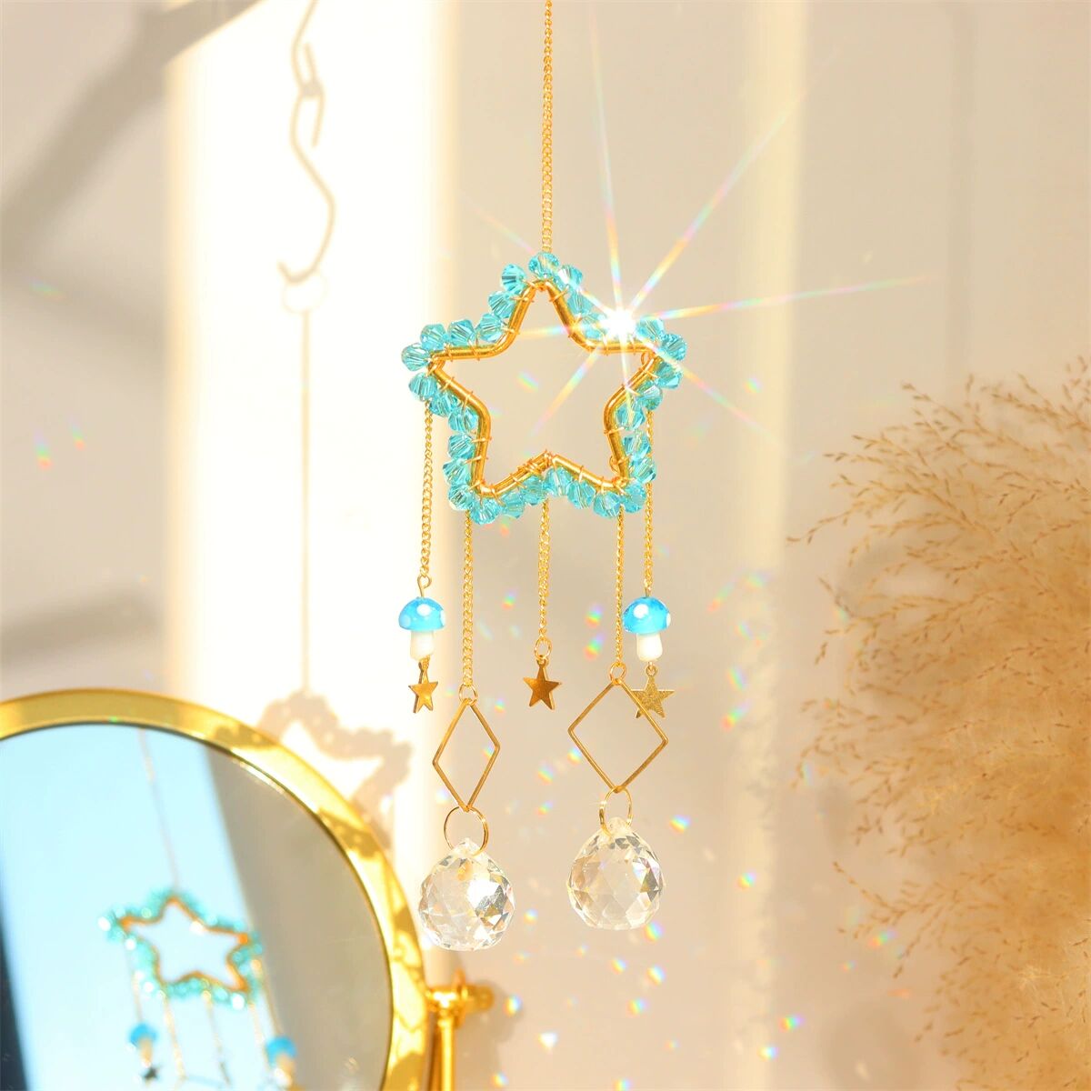 Entwined Moon Star Heart Crystal Suncatcher Rainbow Maker Pendant