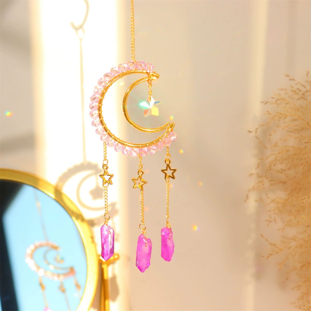 Entwined Moon Star Heart Crystal Suncatcher Rainbow Maker Pendant