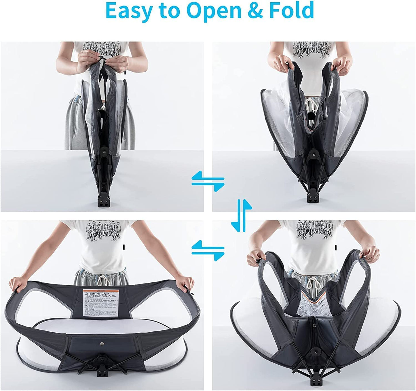 Folding Portable Bassinet,Baby Lounger Baby Crib Baby Bed with Mosquito Net