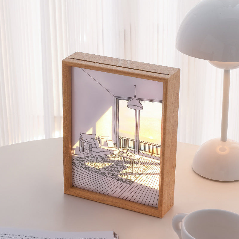 Light painting solid wood ins light and shadow art sunshine painting desktop decoration