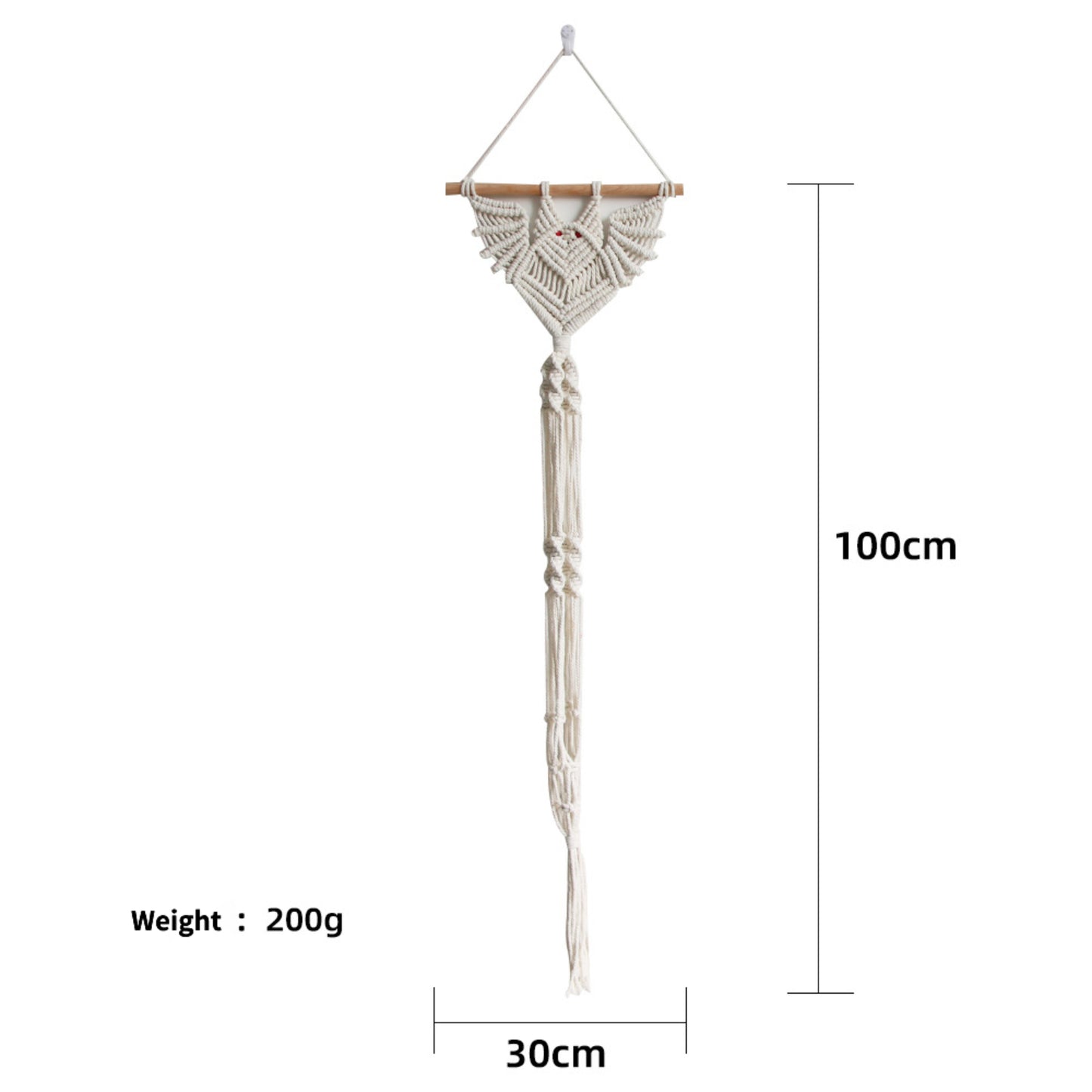 Beige Creative Bat Handwoven Tapestry Cotton Rope Plant Net Bag