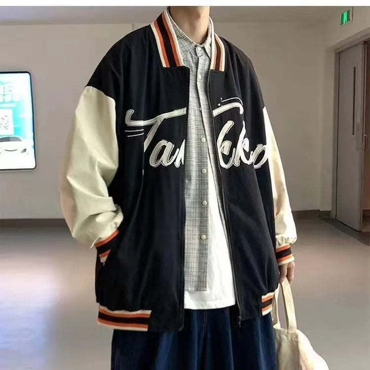 Literary retro towel embroidered couple baseball jacket