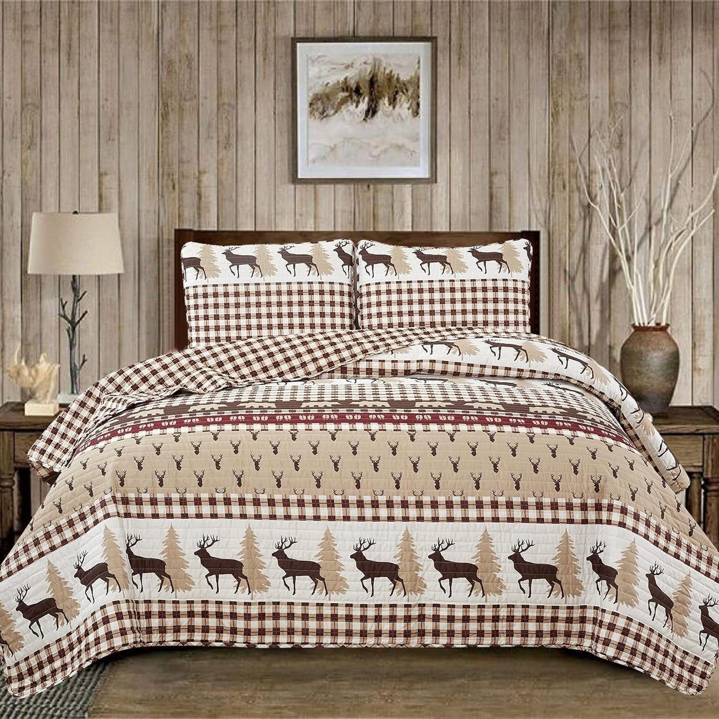 3 Piece Reversible Quilt Set with Shams Quilt Set Coverlet with 2 Pillowcases