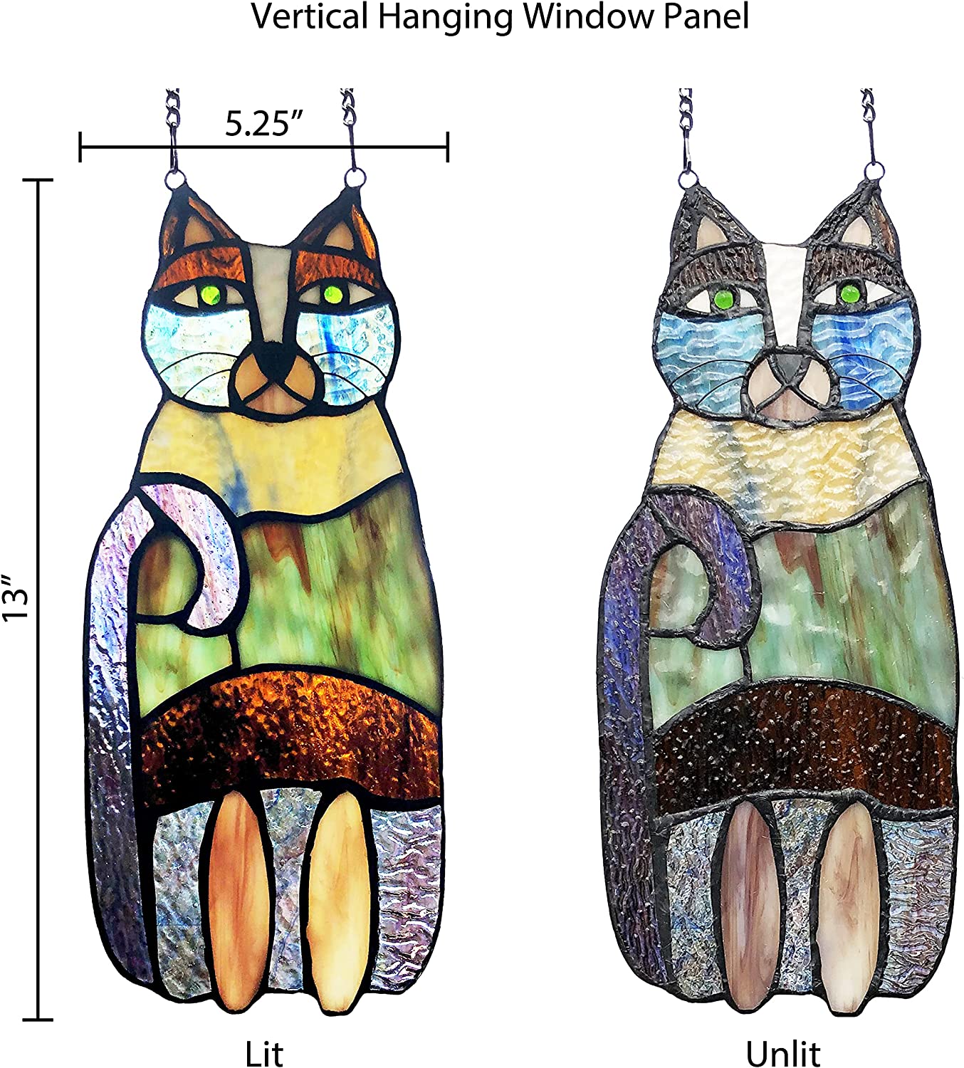 Crazy Cat Stained Glass Style Acrylic Highly Transparent Suncatcher Pendant