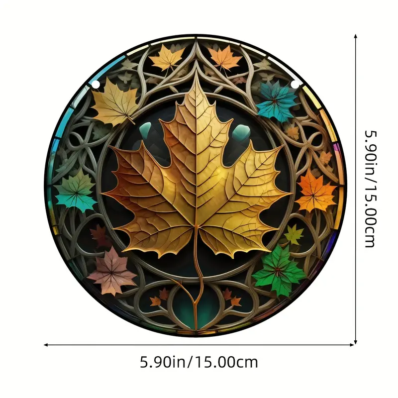 3D Maple Leaves Stained Suncatcher Window Hanging